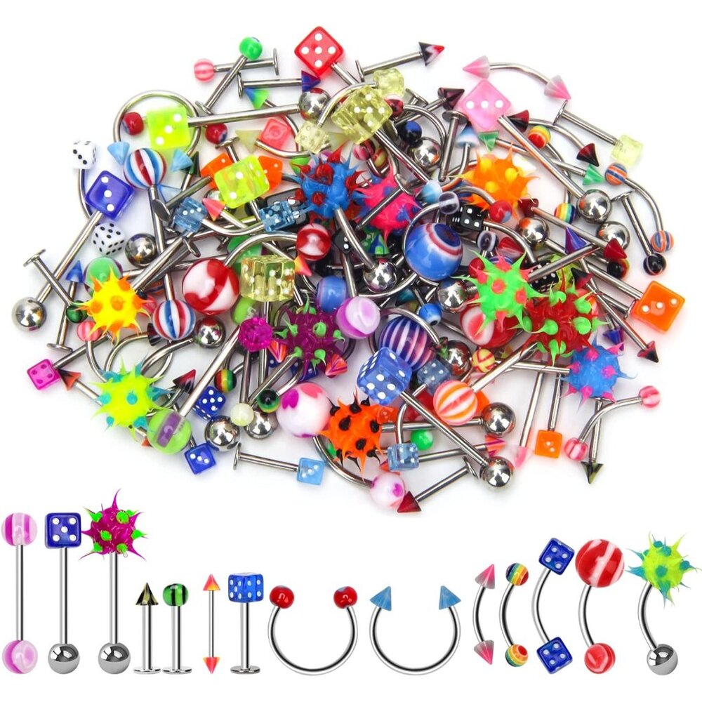 Versatile 110pcs Body Jewelry Rings  Perfect For Eyebrow Navel  More